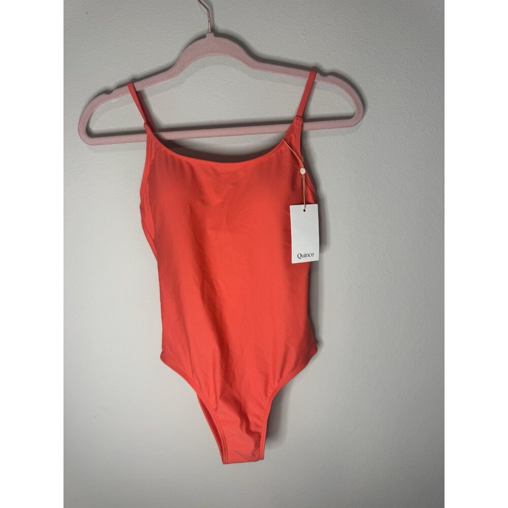 Quince Orange Solid One-Piece Swimsuit D Cup Adjustable Spaghetti Straps XS
